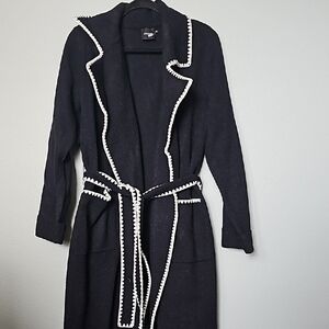 Cliche XL Mobwife Office open front longline jacket/ duster contrast trim